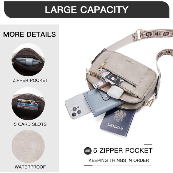 Telena Women Grey Trendy Vegan Leather Shoulder Handbags With Adjustable Strap - Picture 4 of 7